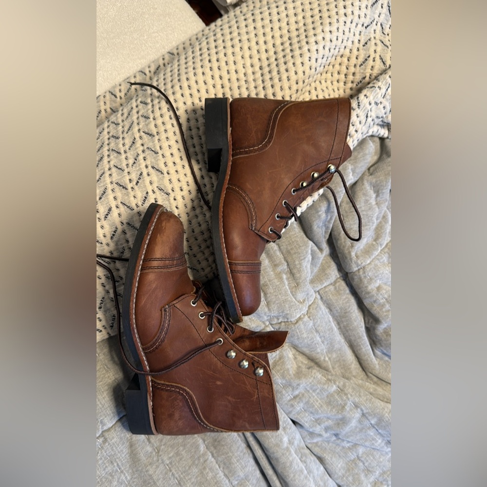 Red Wing Brown Lace Up Boots with Cap Toe